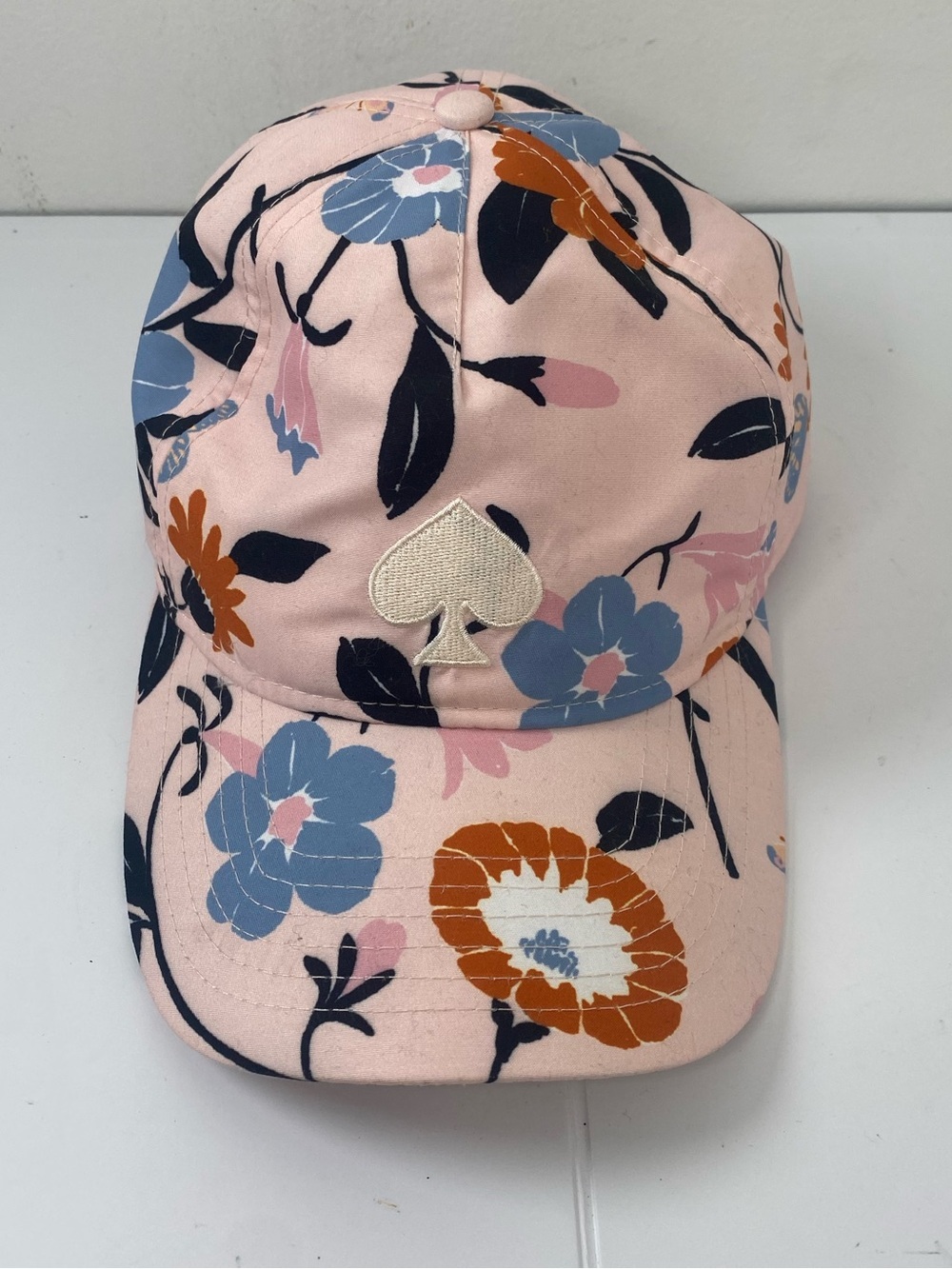 kate spade NWOT Women’s Pink Floral Baseball Cap with Blue and Orange Blooms